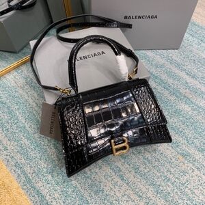 Balenciaga Hourglass Croc Embossed  Bag